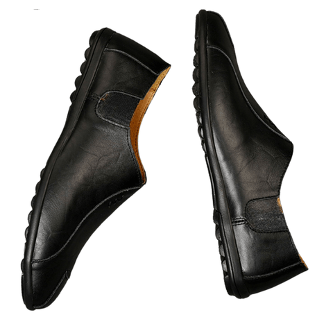 Mocassins Plates à Enfiler en Cuir Véritable